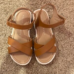 Kelly & Katie Little Girls Brown Crisscross Ankle Strap Sandals